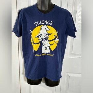 Navy Blue Yellow Science Magic That Works Wizard T Shirt